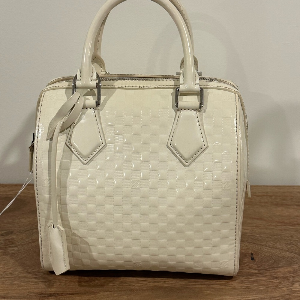Louis Vuitton Speedy Cube White Leather Damier Facette